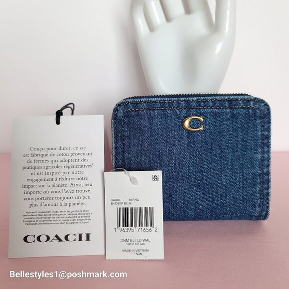COACH Billfold Small Wallet in Denim -Deep Blue color ⭐ - Picture 16 of 16